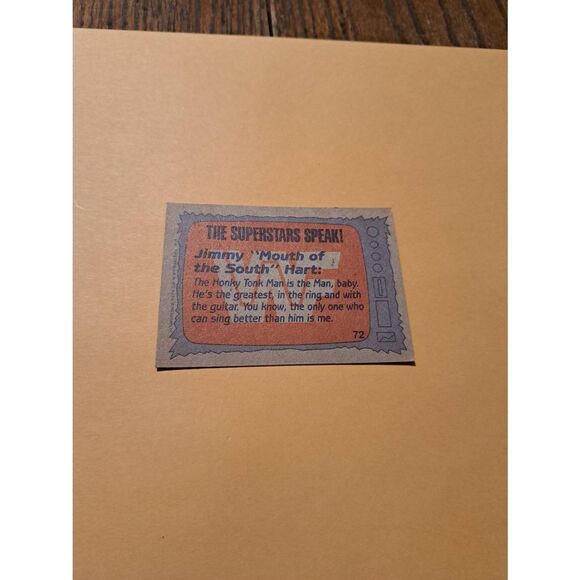 Vintage 1987 WWF Topps Trading Card 72 Honky Tonk Man Jimmy Hart Superstar Speak - Picture 3 of 3